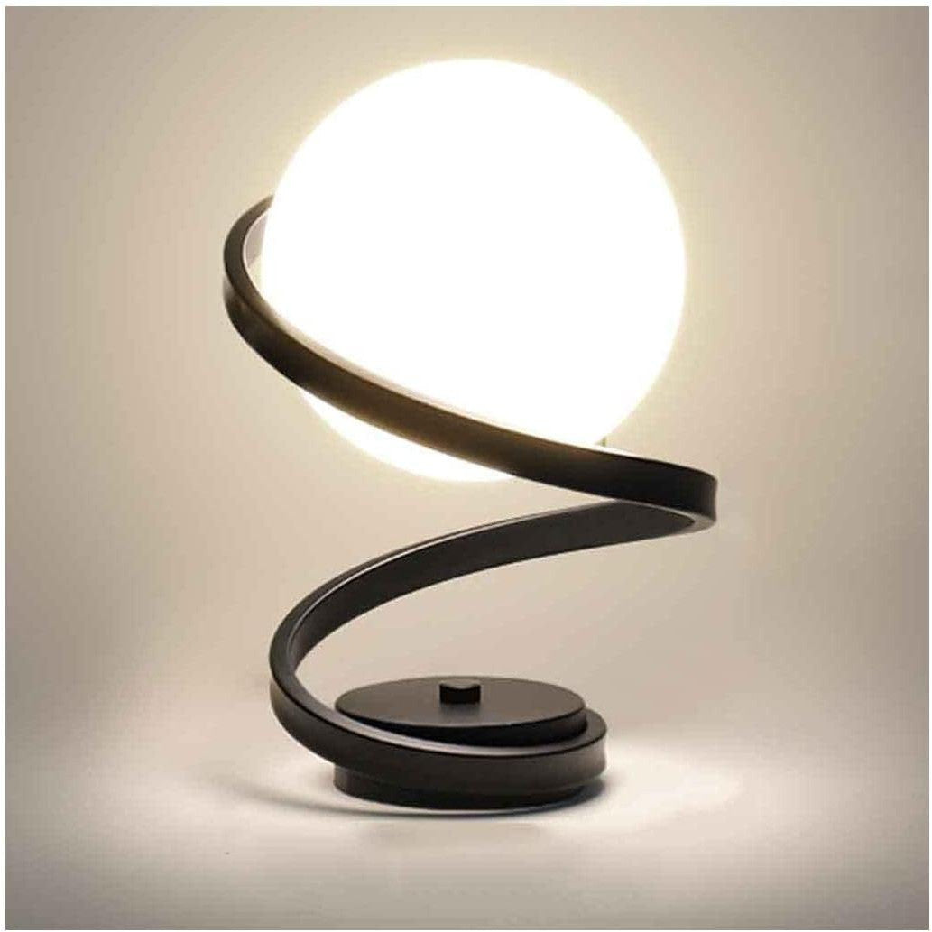 Modern Round Glass Table Lamp with 3‑Way Dimmable LED Light